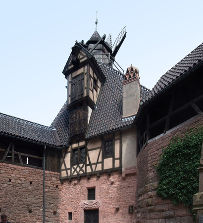 detail of the Haut-Koenigsbourg Castle, a historic castle located in a area named "Alsace" in Franceのeditorial素材