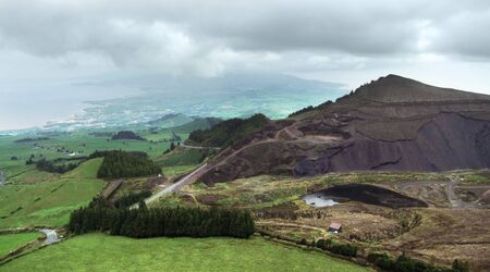 panoramic aerial view in cloudy ambiance at Sao Miguel Island
