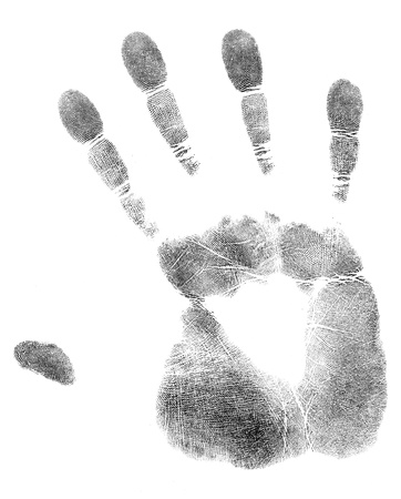 black print of a hand and fingersの写真素材