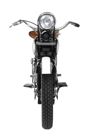 frontal shot of a motorbike in white backの写真素材