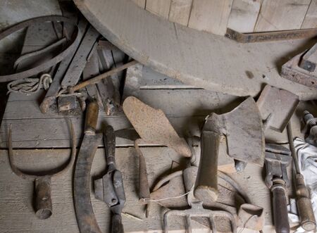 some nostalgic tools in rustic ambianceの写真素材