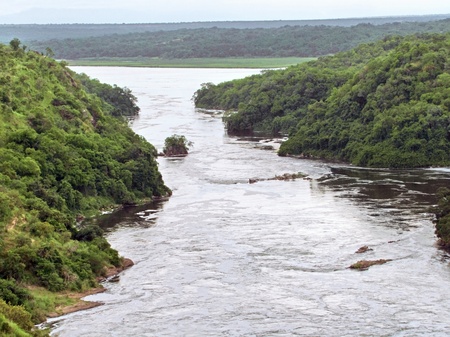 high angle view around the Murchison Falls in Uganda (Africa) の写真素材