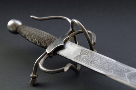 studio photography of a old corroded sword detailの写真素材