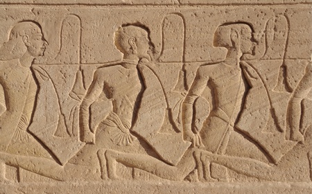 architectural detail of the historic Abu Simbel temples in Egypt (Africa)