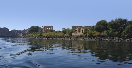 panoramic view including the Temple of Philae in Egypt (Africa)の写真素材