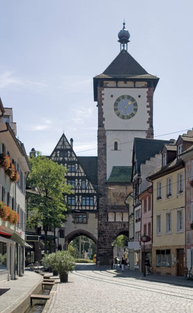 street view of Freiburg im Breisgau, a city in Baden-Württemberg (Germany) at summer timeのeditorial素材