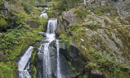 scenery showing the Triberg Waterfalls in the Black Forest in Southern Germany at summer timeの写真素材