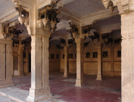 architectural detail at Bundi Palace located in Bundi, a city in in Rajasthan, Indiaのeditorial素材
