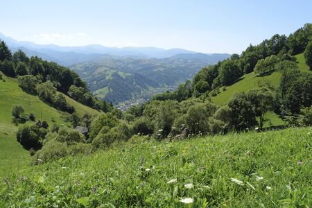 idyllic rural landscape in Transylvania, an area in Romania