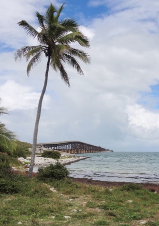 old bridge at Florida Keys in the United Statesの写真素材
