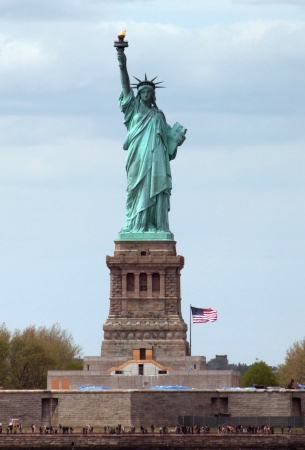 the Statue of Liberty on Liberty Island in New York Harborの写真素材