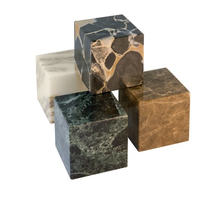 some marbled stone cubes in white backの写真素材