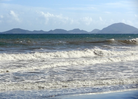 coastal scenery on a caribbean island named Guadeloupeの写真素材