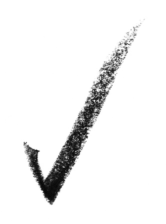 crayon painted check mark in white backの写真素材