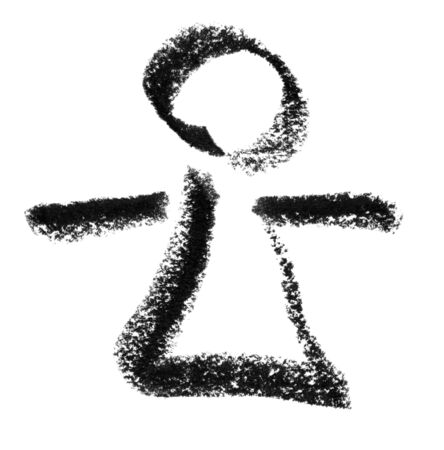 crayon painted female stickman in white backの写真素材