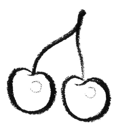 crayon-sketched cherryの写真素材