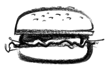 crayon-sketched illustration of a hamburgerの写真素材