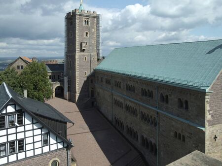 High angle view at the Wartburg near Eisenach, a city in Thuringia  Germany の写真素材