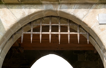 architectural detail of the Mont Saint Michel Abbey in Lower Normandy  France の写真素材