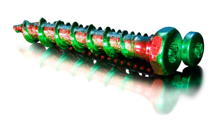 red and green illuminated screws in white