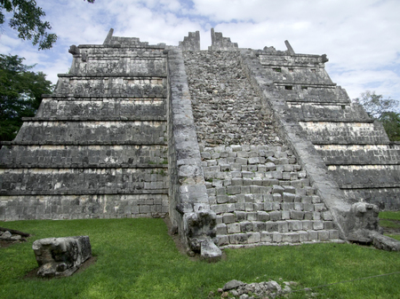 a step-pyramid in Chichen the Itza archaeological site in Yucatan, Mexicoの写真素材