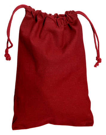 small red pouch in white backの写真素材