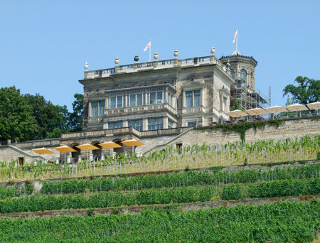 sunny scenery including the Villa Stockhausen near Dresden in Saxony (Germany)のeditorial素材