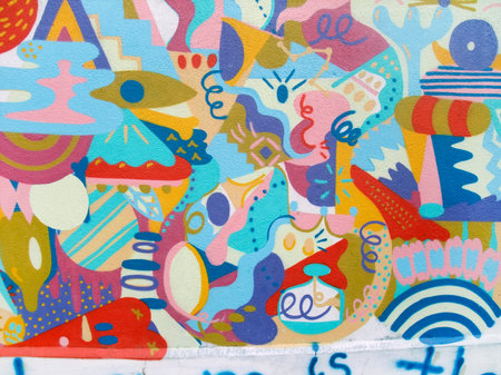 wall with painted graffiti on it seen in Dublin, Irelandのeditorial素材