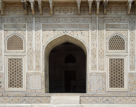 detail of a historic building in Agra in Uttar Pradesh, Indiaのeditorial素材