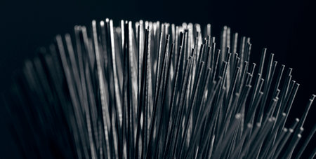 lots of metal filaments in dark backの写真素材