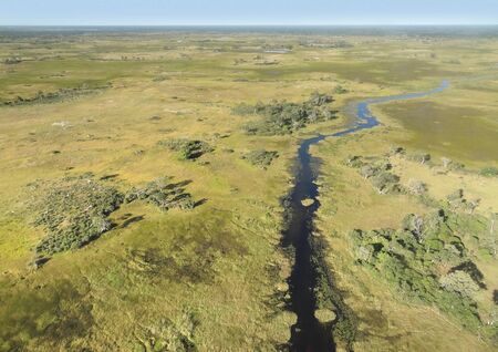 aerial view of the Okavango Delta in Botswana, Africaの写真素材