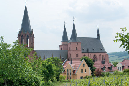 Oppenheim with Katharinenkirche in the Mainz-Bingen district of Rhineland-Palatinate in Germanyのeditorial素材