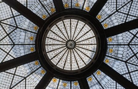 ornamented glass roof seen in Prague, the capital of the Czech Republicの写真素材