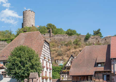 Idyllic scenery in Kaysersberg, a city in Alsace, Franceの写真素材