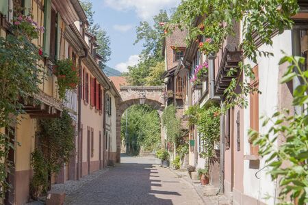 Idyllic scenery in Kaysersberg, a city in Alsace, Franceの写真素材