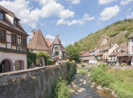 Idyllic scenery in Kaysersberg, a city in Alsace, Franceの写真素材