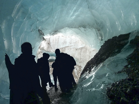 trekking tour at a glacier in Iceland