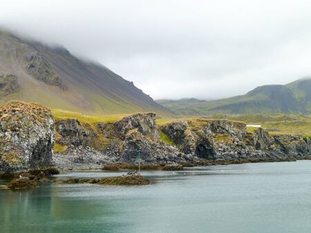 rocky coastal scenery in Icelandの写真素材