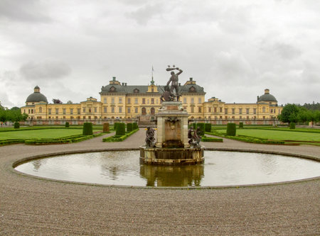 castle named Drottningholm Palace near Stockholm in Swedenのeditorial素材