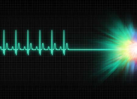 a mystic electrocardiography exitus illustration in dark screen backgroundの写真素材