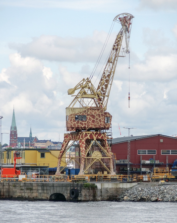 a crane designed like a giraffe seen in Stockholm, Swedenの写真素材