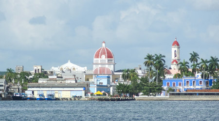 waterside scenery around Cienfuegos in Cuba, a island in the Caribbean Seaのeditorial素材
