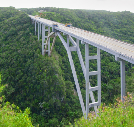 the Bacunayagua Bridge in Cuba, a island in the Caribbean Seaの写真素材