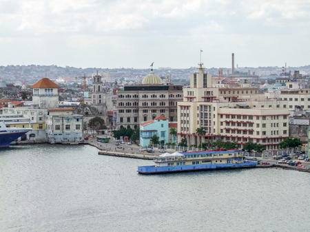 waterside city view of Havana, the capital city of Cubaの写真素材