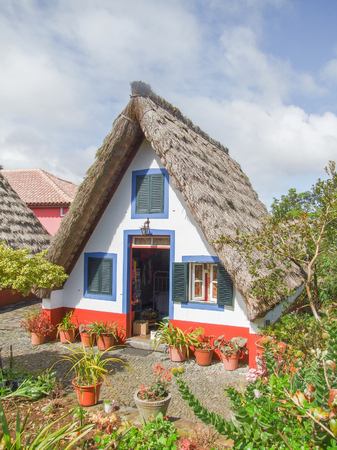 traditional house of a portuguese island named Madeiraの写真素材