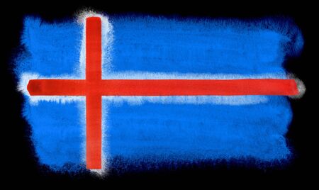 watercolor illustration of the Iceland flagの写真素材
