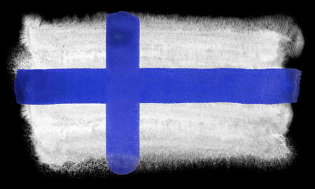 watercolor illustration of the Finland flagの写真素材