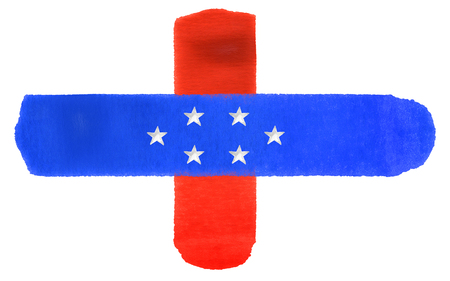 watercolor illustration of the Netherlands Antilles flagの写真素材