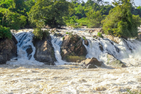the Khone Phapheng Falls in southern Laosの写真素材