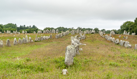 scenery around the  Carnac stones, a megalithic site in Brittany, Franceの写真素材